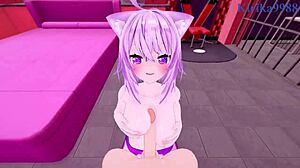 Nekomata Okayu and Omaru Polka in Hololive VTuber POV Scene