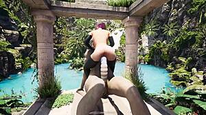 Petite Girl Shocked by Giant Cock Destroying Pussy and Ass in 3D Hentai Game