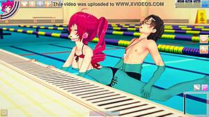 Bikini Kasane Teto and guy fuck in pool