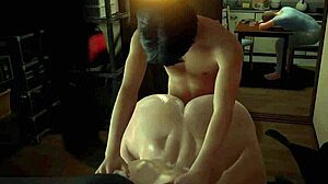 เมียเพื่อนบ้านหักหลังด้วยด็อกกี้สไตล์บนโซฟาในแอนิเมชั่น 3d