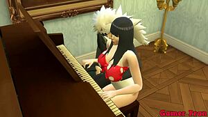 Hinata Hyuga apprend leçons de piano avec Jiraiya
