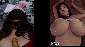 milf تتحرش بصدرها الطبيعي الضخم وهي تشاهد hentai