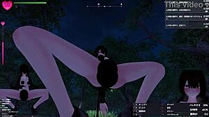 3m tall girl Manaka exposes secretly in night park