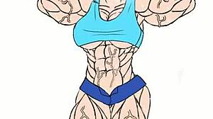 Fubuki wzrost mięśni z giętką babką w seksownych szortach i ładnym stroju