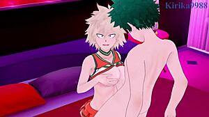 Himiko Toga a Mitsuki Bakugo jako roztleskávačky mají intenzivní sex s Izuku Midoriya v My Hero Academia Hentai