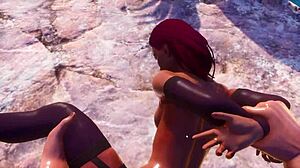 라텍스 섹시녀 폭포에서 괴물자지로 남자 격렬 좆질