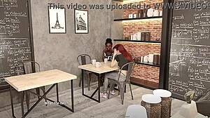 Off the record 08: den stora blonda med kort hår kämpar för att ta min stora feta kuk i munnen bakom disken