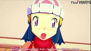 Dawn jezdí cowgirl na dvou pokémonech plný fantasyking3!!