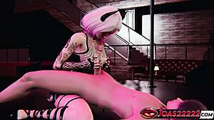 Sexy Blonde Luanna Vicktoria In BDSM Costume Rule34 Animation With Big Titfuck On Scene Standing Handjob Service And Deepthroat Mouth Fuck With Facial Cumshot In Night Club