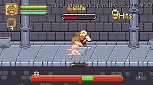 Cute female warrior has sex with men in pleasure climb new hentai game video