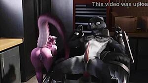 Furry Bird In Bondage And Milked By His Girl