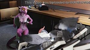 Furry Bird In Bondage And Milked By His Girl