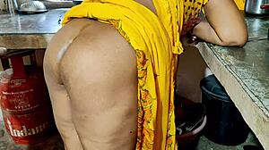 Hey, that bhabhi getting rough doggystyle fucking in the kitchen with big tits and monster cock...