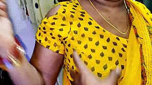 Hey, that bhabhi getting rough doggystyle fucking in the kitchen with big tits and monster cock...