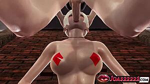 Glory hole zážitek s horkou Silvií v červených šatech - hluboký orál s jazykem, ústní šukání a cumshots v rule34 animaci