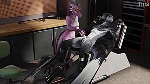 Furry Bird In Bondage And Milked By His Girl