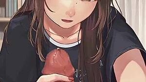 Teen girlfriend's intriguing handjob tease in POV hentai animation