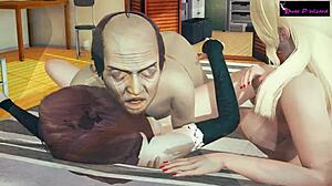 Intense interracial threesome demo with blowjobs.