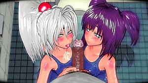 To personer giver blowjob i anime hentai