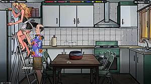 The landlord looks up jennys skirt as she dusts the refrigerator with anal blowjob bukkake creampie double penetration