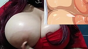 Hot Milf Plays With Huge Tits While Watching Hentai