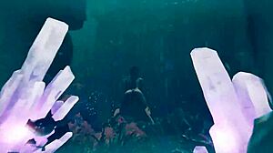 Lara Croft services the awakened statue's penis in hardcore hentai