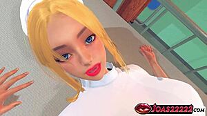 Heiße Krankenschwester Sophia in Strumpfhose fingert Fotze mit DP-Toys und Squirt