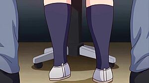 בחורה חזה ענק בהנטאי מזויינת על ידי המורה באנאלי