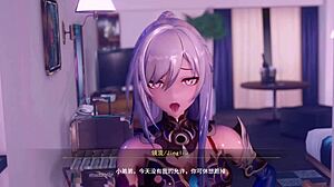 Jingliu rides cowgirl, big tits bouncing, fucking to orgasm and creampie in hentai animation