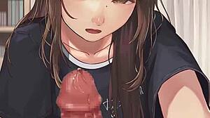 Teen girlfriend's intriguing handjob tease in POV hentai animation