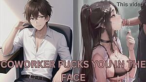 동료가 책상 위로 구부리고 거친 박아