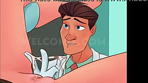 Naughty patient experiences first time at gynecologist in home animation