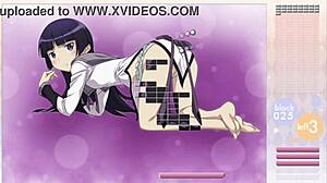 in this anime game, kuroneko engages in arkanoid gameplay with strip mechanics