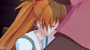 Asuka sucking a big black cock casually