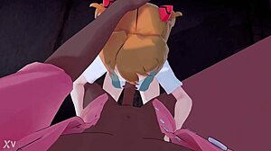 Asuka sucking a big black cock casually