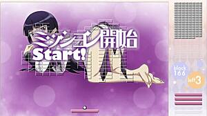 in this anime game, kuroneko engages in arkanoid gameplay with strip mechanics