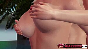 Qiyana's swimsuit pool party hentai with tits play wet pussy licking anal vibrator squirt 😈