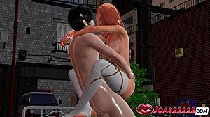 Angel Athena ruiva 3D hentai - foda de lado com close na buceta gloryhole bunda grande e espreme em pé com creampie