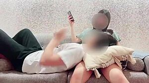 damn her pale milky tits taste amazing as i suck girlfriend like a baby in living room