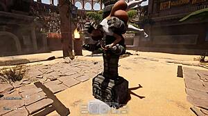 Lara Croft Deep Throats Statue to Awaken It