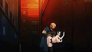 monk and woman exhibitionist display in public setting