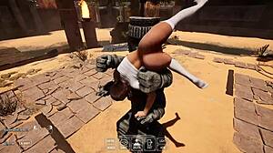 Lara Croft Deep Throats Statue to Awaken It