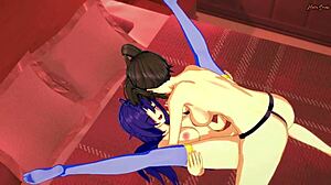 Mogana Kikaijima Licks Medaka Kurokami's Pussy Then Takes Rough Strapon Doggystyle to Orgasm in Medaka Box Hentai