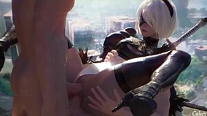 2b yohar fucked hard in anime hmv game song