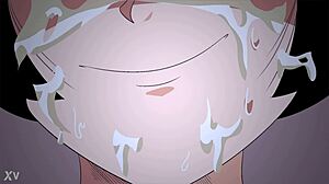 Videl Swallows Double Facial Cum in Dragon Ball Threesome