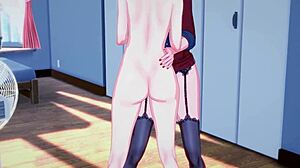 Busty redhead surprises blonde anime chick for pussy licking