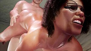 ebony babe's perfect big ass gets railed by fat old man's thick cock squirting cumshot