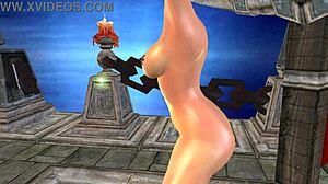 beautiful girl bottle masturbates tied up in temple 3d cartoon