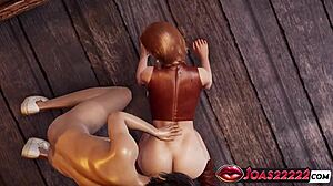 Sexy Cowgirl Tina's Big Tits Bar Service: Cunnilingus, Anal Vibrator Squirt in 3D Hentai