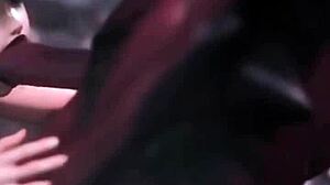 A busty brunette drops to her knees deepthroating demon cock before wild futanari fucking unfolds in fantasy hentai